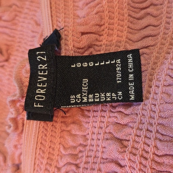 Forever 21 Womens Pink Cropped‎ Blouse L Corset Tie Front Balloon Sleeve Ruched - Picture 10 of 16